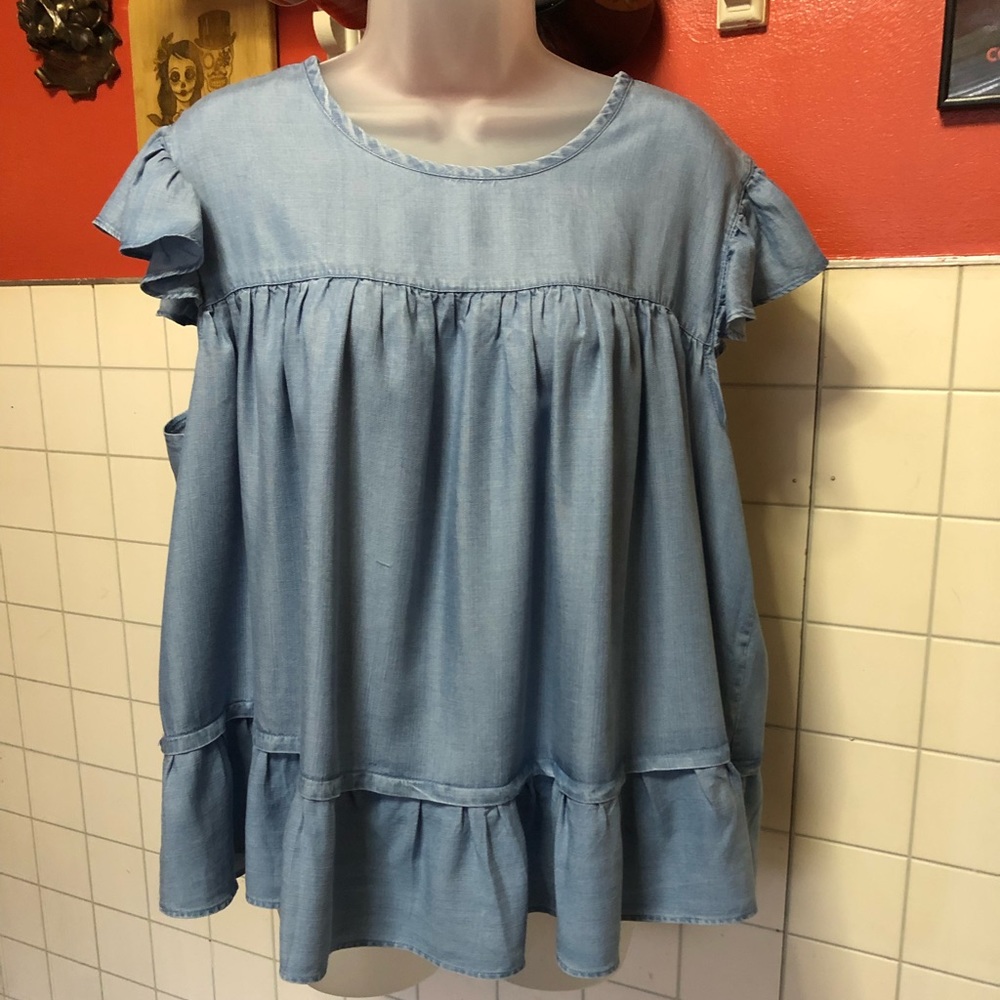 XXL Only! NWT Denim Babydoll Top